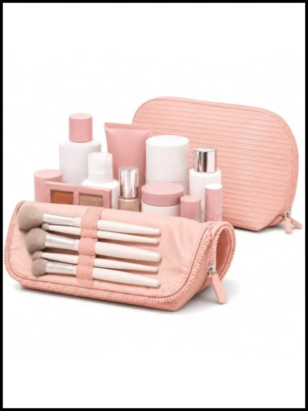 Standing Foldable Makeup Bag for Travel, Vertical Cosmetic Organizer